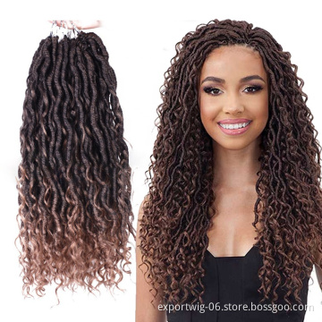 Synthetic Crochet Braids Hair Passion Twist River Goddess Braiding Hair Extension Curly End Pre Looped Ombre Brown Faux Locs